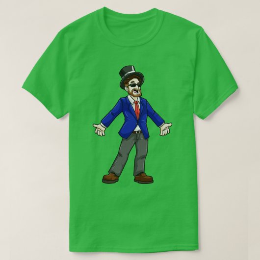 Groom met zonnebrillen en cilinder t-shirt (Design voorkant)