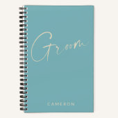 Groom | Minimalistisch Blauwgroen blauw met maat v Notitieboek (Voorkant)