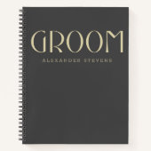 Groom Modern Black Gold Typography Name Wedding Notitieboek (Voorkant)