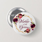 Groom moeder watergekleurde bloemkolen met vuurgou ronde button 5,7 cm (Voorkant /achterkant)