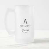 Groom Monogram Naam Bruiloft Matglas Bierpul (Links)