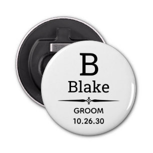 Groom Monogrammed Bottle Open Button Flesopener