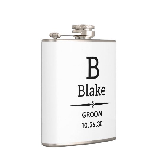 Groom Monogrammed Flask Heupfles (Rechts)