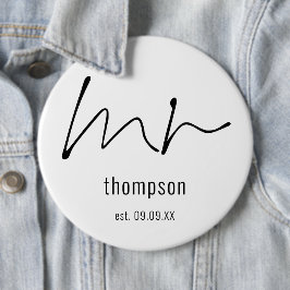Groom Mr Name Script Bridal pre Wedding Gift Ronde Button 6,0 Cm