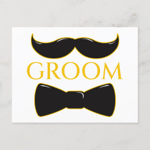 Groom Mustache en Bow Stropdas Briefkaart