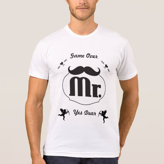 Groom Mustache Game Over T-shirt (Voorkant)