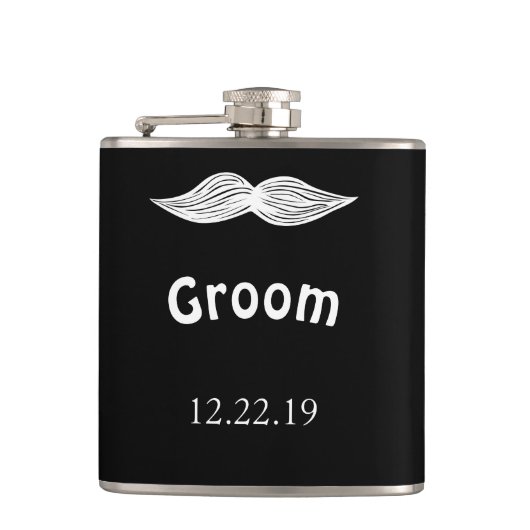 Groom Mustache Hipster Wedding Heupfles (Voorkant)