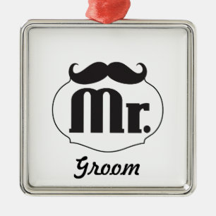 Groom Mustache Metalen Ornament