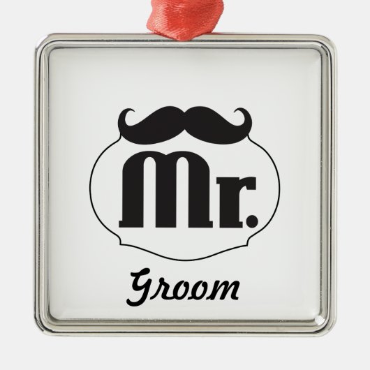 Groom Mustache Metalen Ornament (Voorkant)