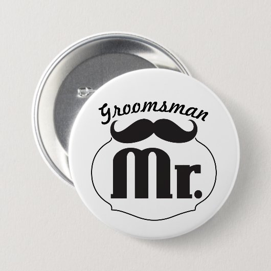 Groom Mustache Ronde Button 7,6 Cm (Voorkant /achterkant)