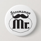 Groom Mustache Ronde Button 7,6 Cm (Voorkant)