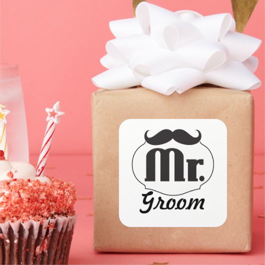 Groom Mustache Vierkante Sticker (Feest)