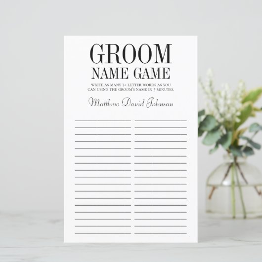Groom Name Game (Staand voorkant)