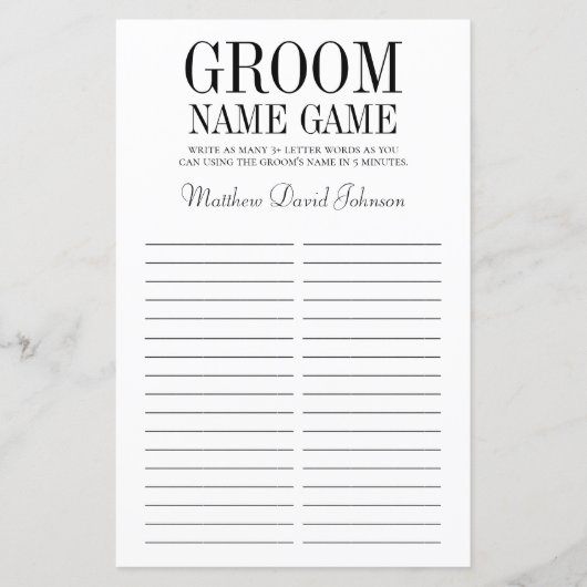 Groom Name Game (Voorkant)