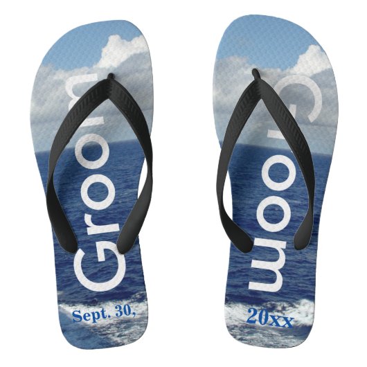 Groom Ocean Waves Blue Sky Teenslippers (Voetbed)