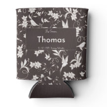 Groom on dark floral pattern Wedding Party