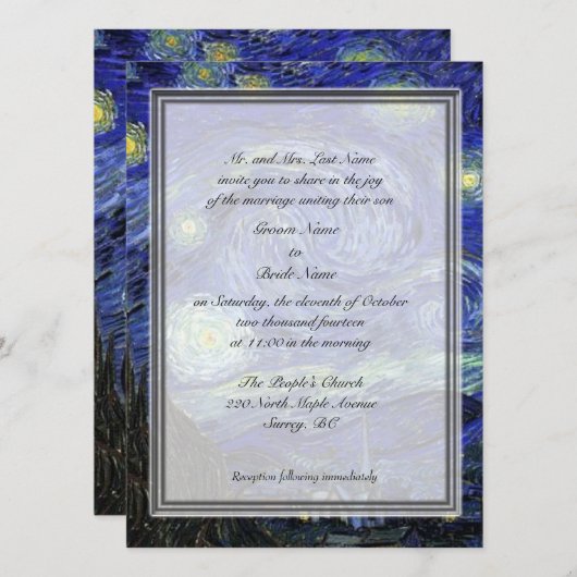 Groom ouders-uitnodiging, Sterrennacht Kaart (Voorkant / Achterkant)