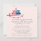 Groom Owl and Bride Owl Cute Wedding Invitation Kaart (Achterkant)