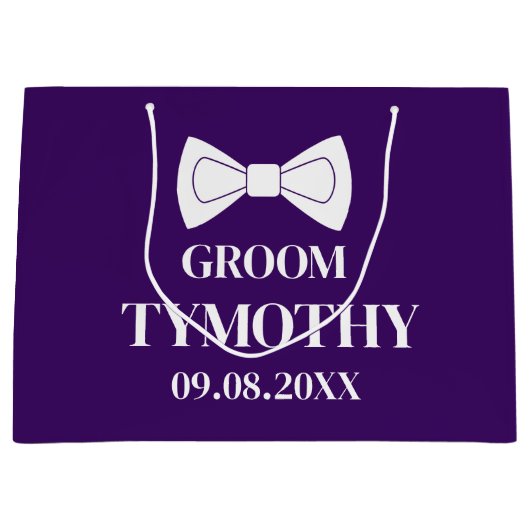 Groom Paarse Elegant Modern Gifts Wedding Groot Cadeauzakje (Voorkant)