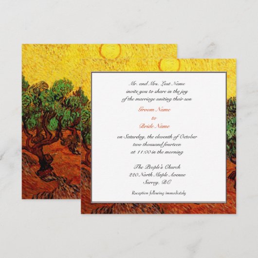 Groom parent's bruiloft kaart (Voorkant / Achterkant)