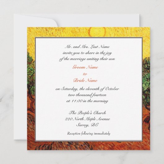 Groom parent's bruiloft kaart (Voorkant)