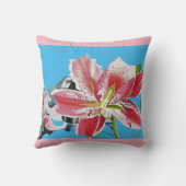 Groom Pink Retro Lily floral Wedding Decor Cushion Kussen (Achterkant)