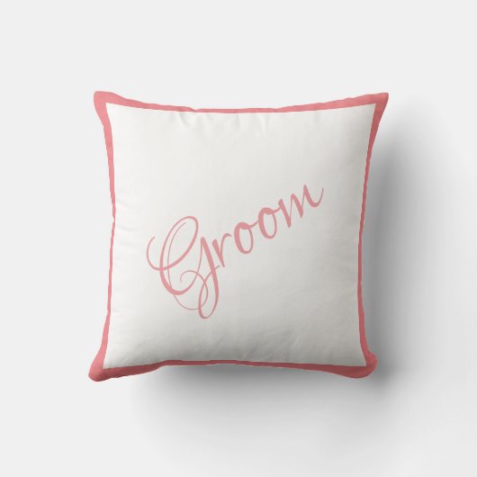 Groom Pink Script Chic Wedding Kussen (Achterkant)