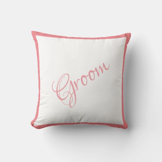 Groom Pink Script Chic Wedding Kussen (Voorkant)