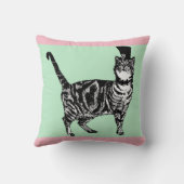 Groom Pink Tabby cat floral Wedding Decor Cushion Kussen (Achterkant)