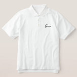 Groom Polo Shirt<br><div class="desc">Groom Polo Shirt is afgebeeld in wit met zwarte geborduurde tekst. Pas dit object aan of koop het op de aangegeven manier.</div>