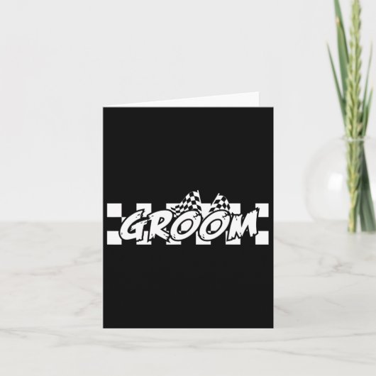 Groom Racing Checkered Flag Wedding Party Kaart (Voorkant)