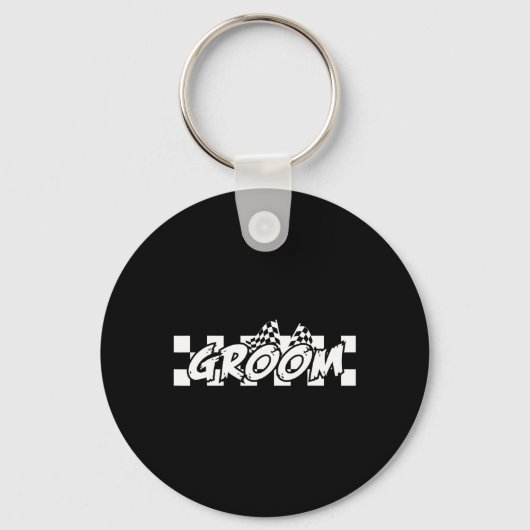 Groom Racing Checkered Flag Wedding Party Sleutelhanger (Voorkant)