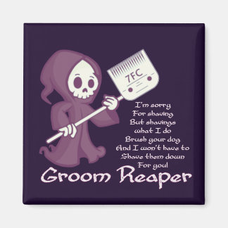 Groom reaper melker square sticker briefkaart magneet
