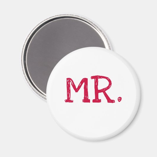 Groom Red Text Mr. Magneet (Voorkant / Achterkant)