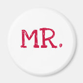 Groom Red Text Mr. Magneet (Voorkant)