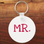 Groom Red Text Mr. Sleutelhanger (Voorkant)