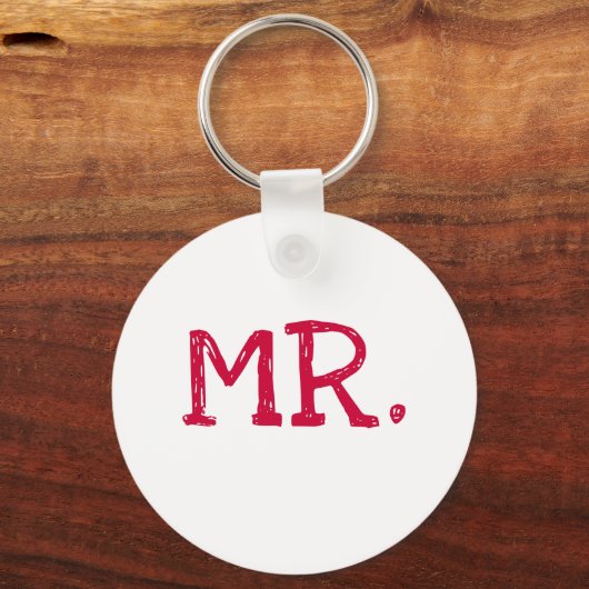 Groom Red Text Mr. Sleutelhanger (Voorkant)