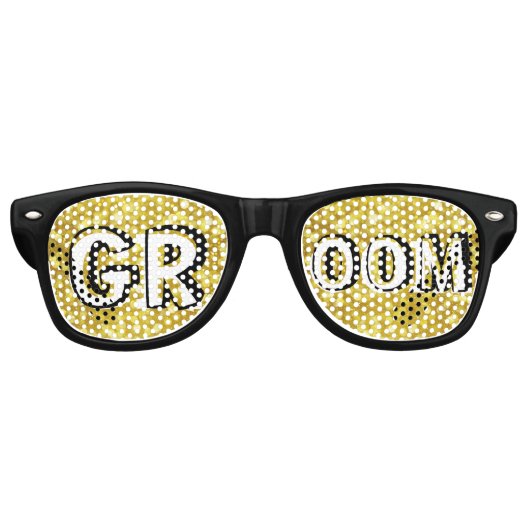 GROOM retro Shades golden / Fun Party Sunbribril Retro Zonnebril (Voorkant)