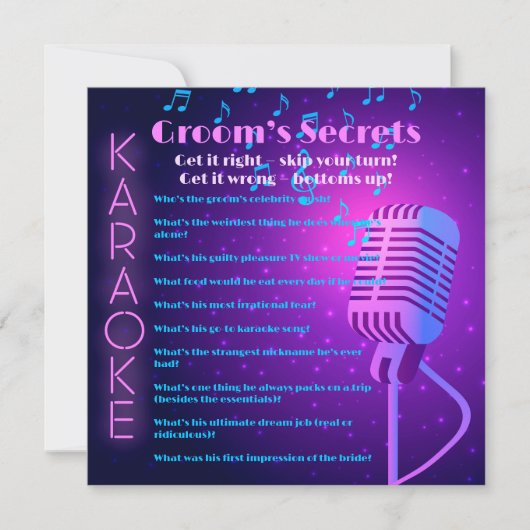 Groom’s Secrets Bachelor Party Trivia Card Feestdagenkaart (Voorkant)