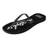 Groom Script Name Wedding Date Black Teenslippers (Schuin)