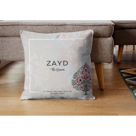 Groom Sierkussen – Aangepaste naam Mughal Flower
