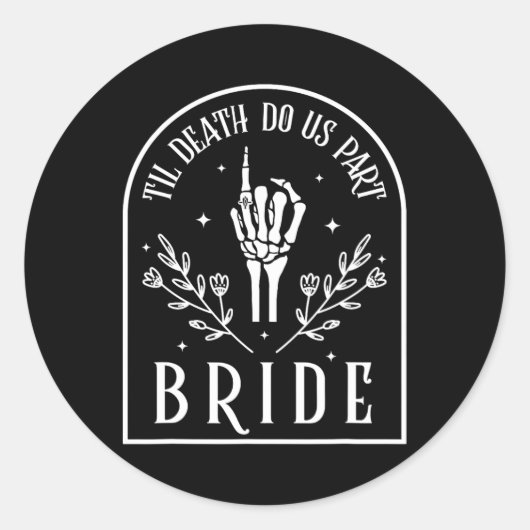Groom Skeleton Gothic Halloween Verloving Wedding Ronde Sticker (Voorkant)
