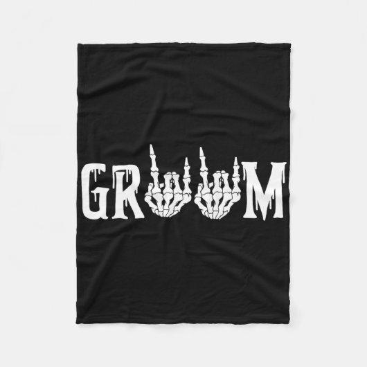 Groom Skeleton Rock Hand Halloween Wedding Bachelo Fleece Deken (Voorkant)