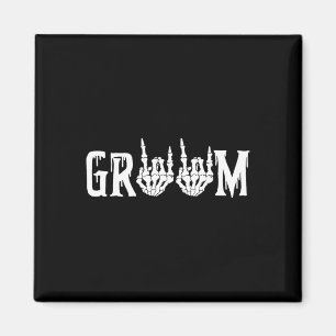 Groom Skeleton Rock Hand Halloween Wedding Bachelo Magneet