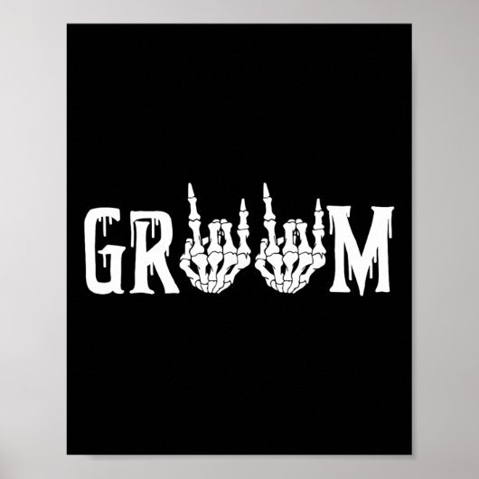 Groom Skeleton Rock Hand Halloween Wedding Bachelo Poster (Voorkant)