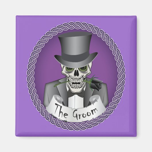 Groom Skull-Paars Magneet (Voorkant)