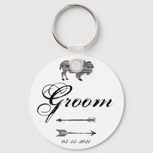 Groom Sleutelhanger Boho Buffalo Tribal Pattern Bo (Voorkant)