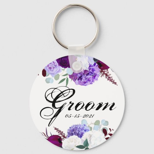 Groom Sleutelhanger Lavendel Hibiscus op Wit (Voorkant)
