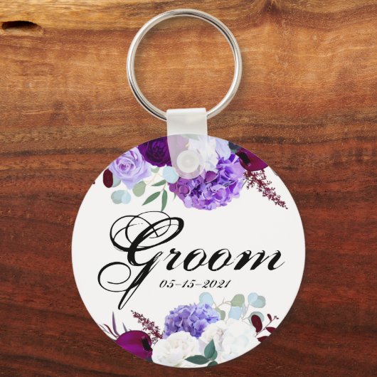 Groom Sleutelhanger Lavendel Hibiscus op Wit (Voorkant)
