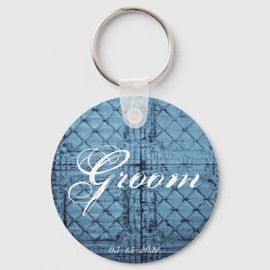 Groom Sleutelhanger rustieke Tin Paneel Plafondlan (Voorkant)